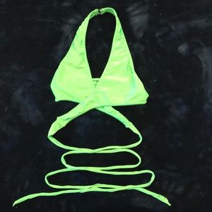 Strappy neon green tie detail rave top